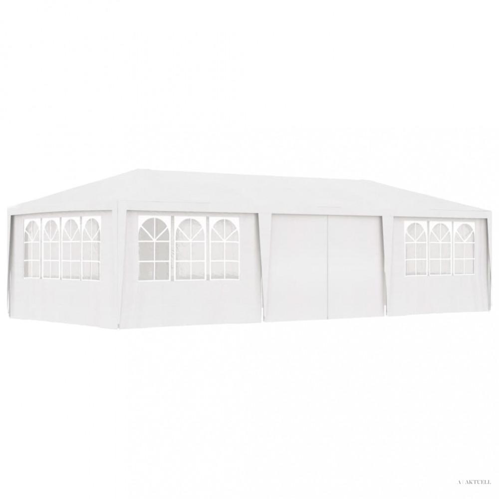 Fehér rendezvénysátor oldalfalakkal 4 x 9 m 90 g/m²