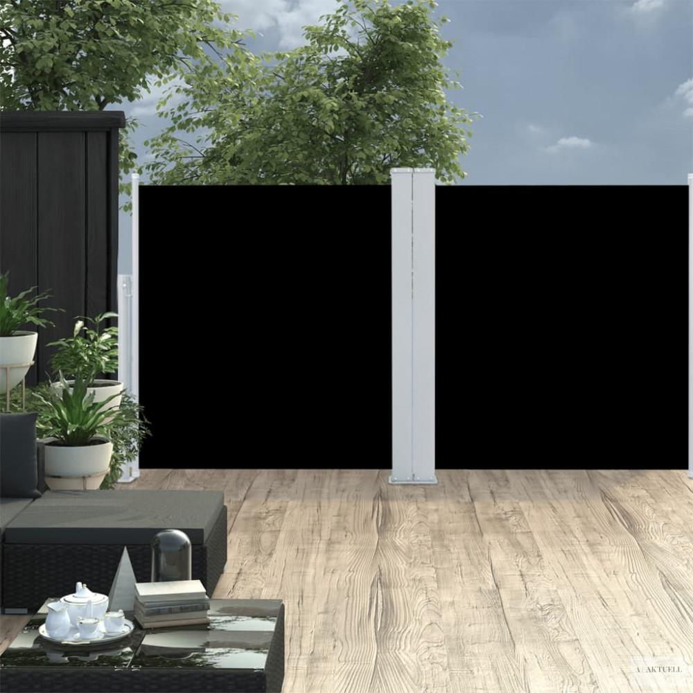 Fekete behúzható oldalsó napellenző 117 x 600 cm