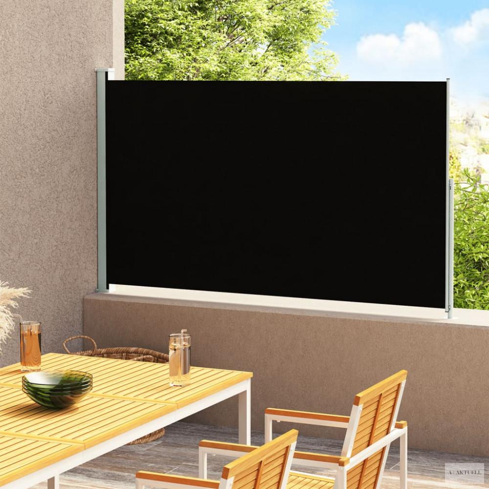 Fekete behúzható oldalsó terasznapellenző 200 x 300 cm