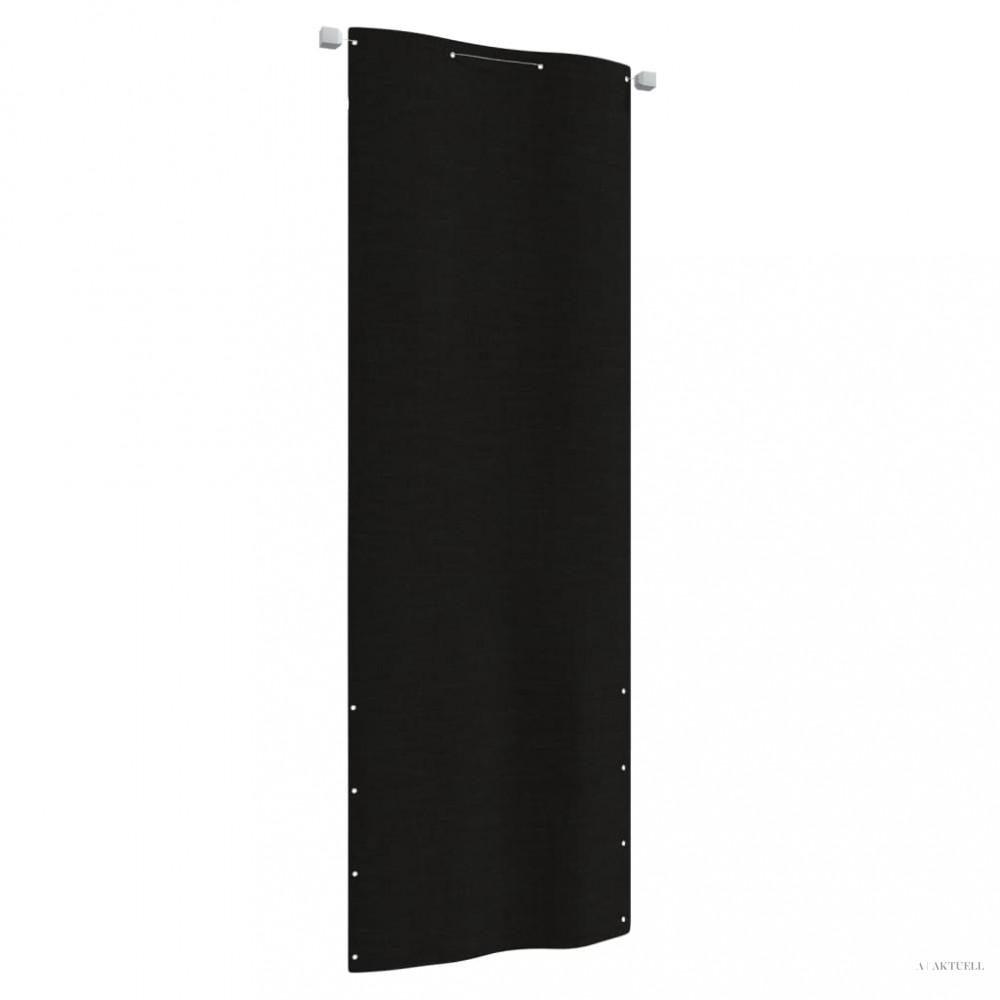Fekete oxford-szövet erkélyparaván 80 x 240 cm