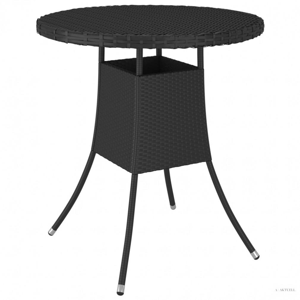 Fekete polyrattan kerti asztal 70 x 70 x 73 cm