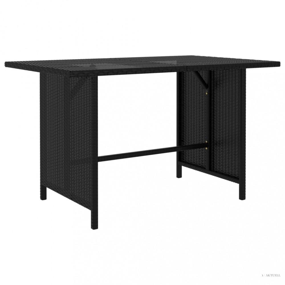 Fekete polyrattan kerti étkezőasztal 110 x 70 x 65 cm