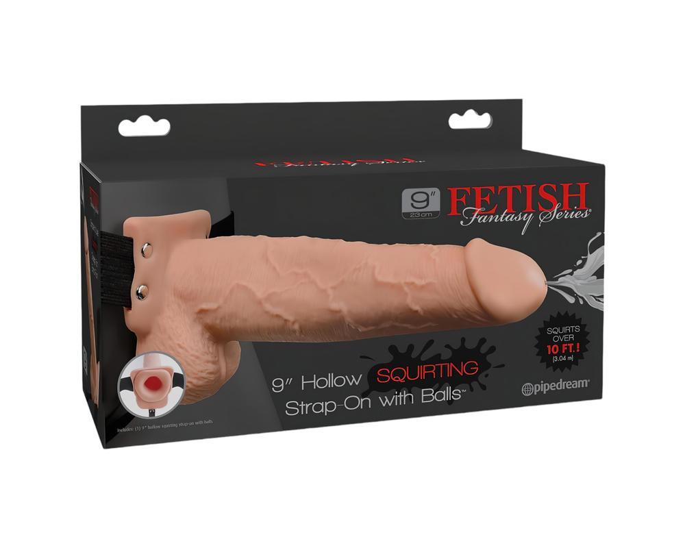 Fetish Strap-On 9 - felcsatolható, üreges, spriccelő dildó (natúr)
