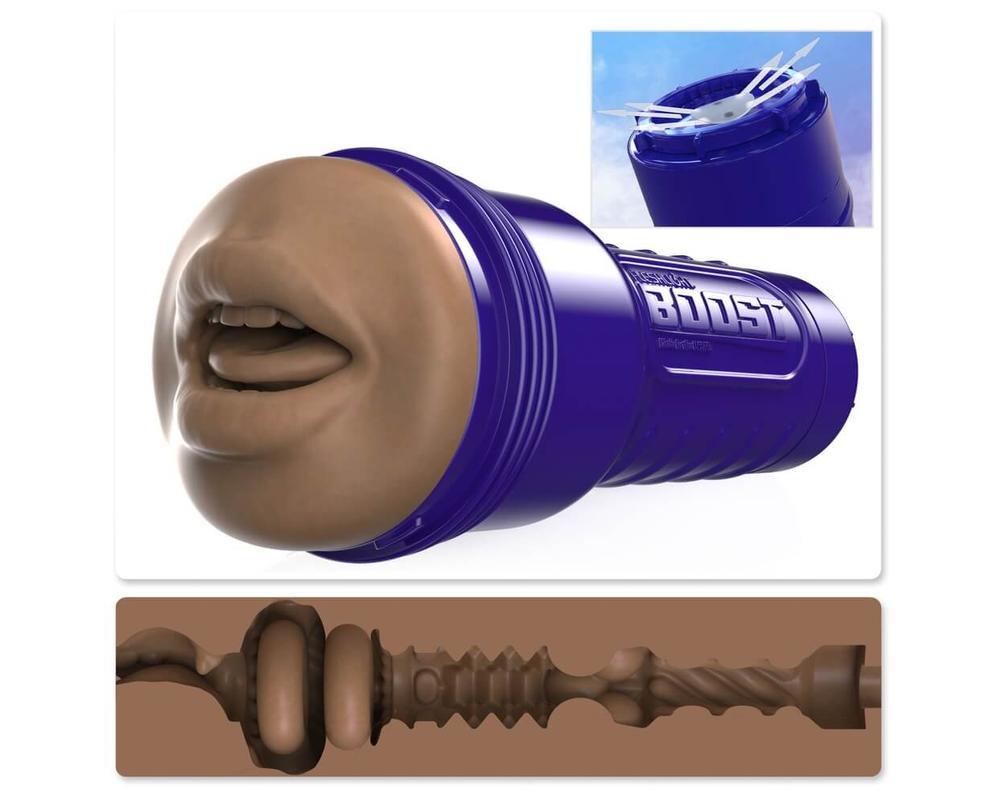 Fleshlight Boost Blow - élethű száj maszturbátor (barna)