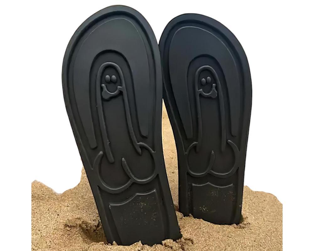 Flip-flop papucs - fütyi talppal - fekete