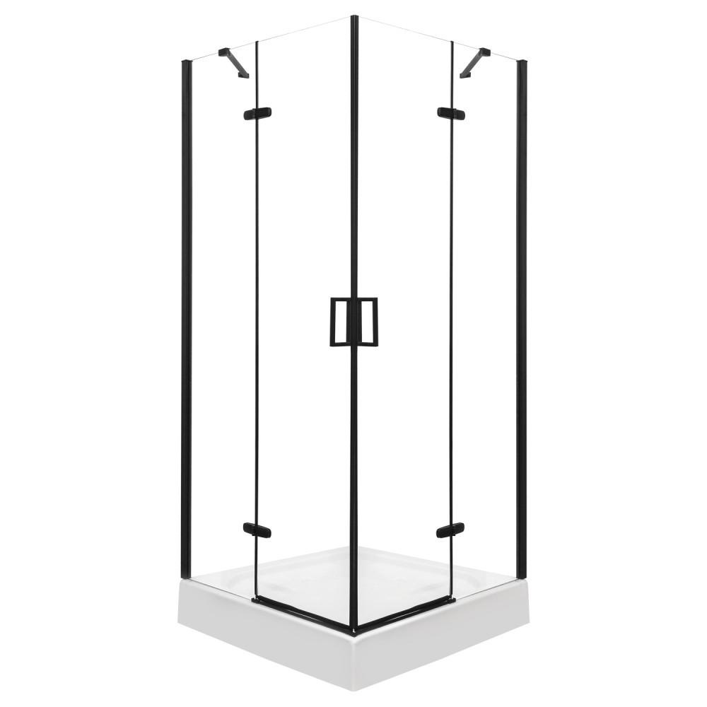 Flow Black szögletes nyílóajtós zuhanykabin 80 cm