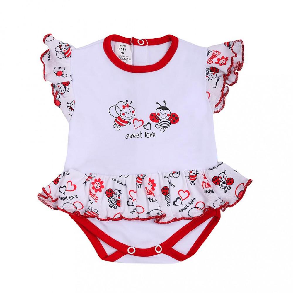 Fodros, rövid ujjú baba body New Baby Katica