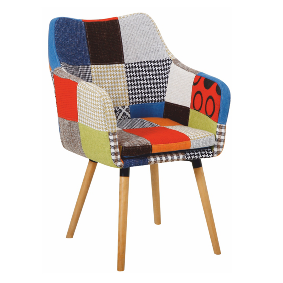 Fotel, színes patchwork/bükk, LANDOR