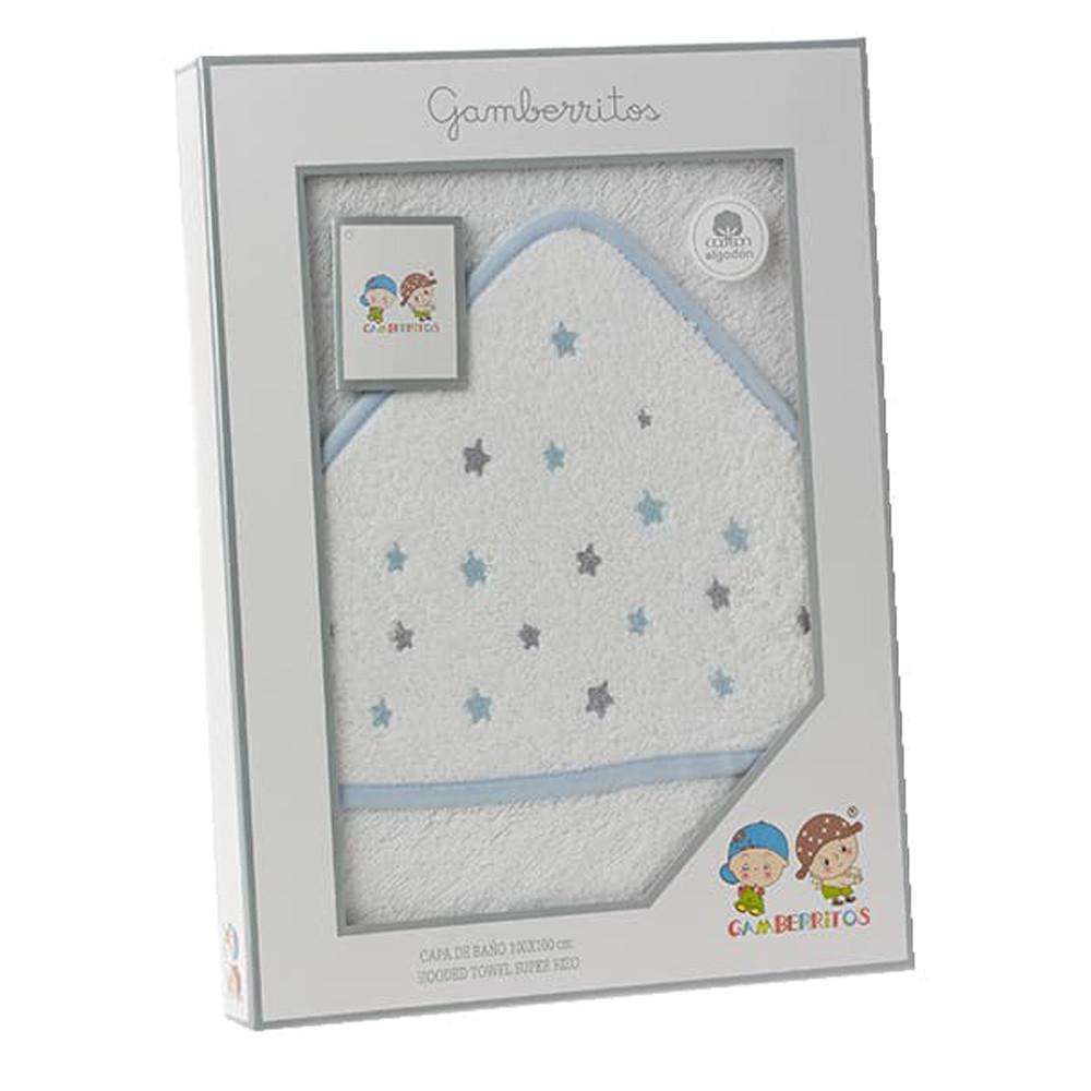 Gamberritos fürdőlepedő - kapucnis 100x100cm csillagok fehér/kék 10680
