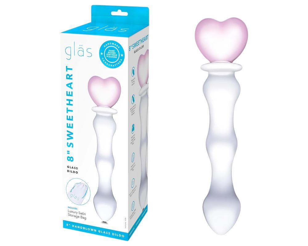 GLAS - szíves üveg dildó (átlátszó)
