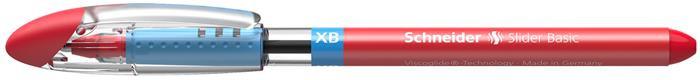 Golyóstoll, 0,7 mm, kupakos, SCHNEIDER "Slider Basic XB", piros