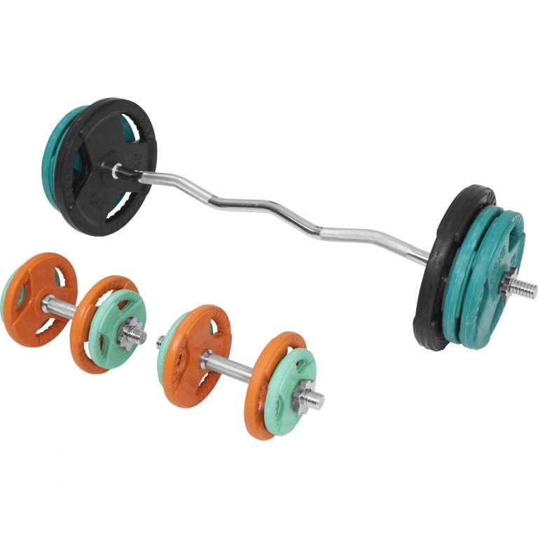 Gorilla Sports Súlyzórúd + tárcsa szett 70 kg