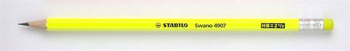 Grafitceruza radírral, HB, hatszögletű, STABILO "Swano Neon", sárga