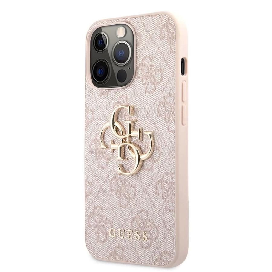 Guess PU 4G Metal Logo tok iPhone 13 Pro Max készülékhez rózsaszín