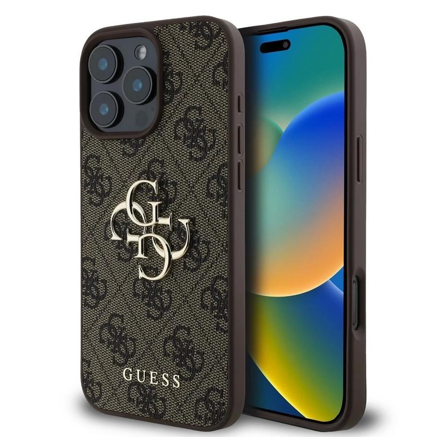 Guess PU 4G Metal Logo tok iPhone 16 Pro Max készülékhez barna