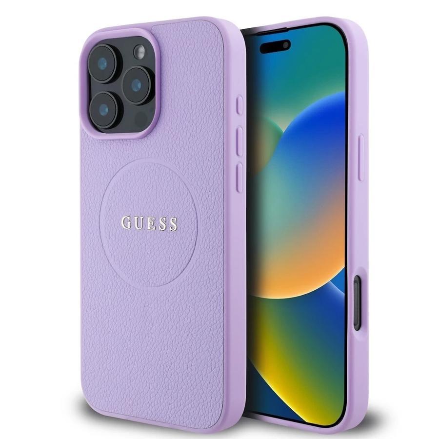 Guess PU Grained Classic Logo MagSafe tok iPhone 16 Pro Max készülékhez lila