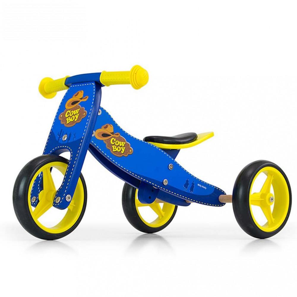 Gyerek multifunkciós fa futóbicikli Milly Mally Jake blue Cowboy