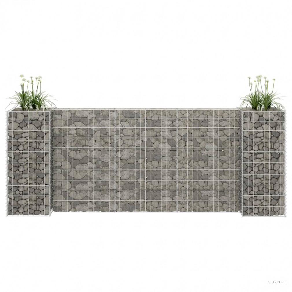 H alakú acéldrót virágtartó gabion 260 x 40 x 100 cm