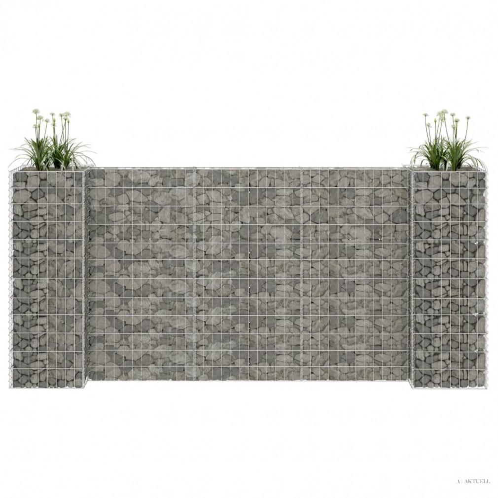 H alakú acéldrót virágtartó gabion 260 x 40 x 120 cm