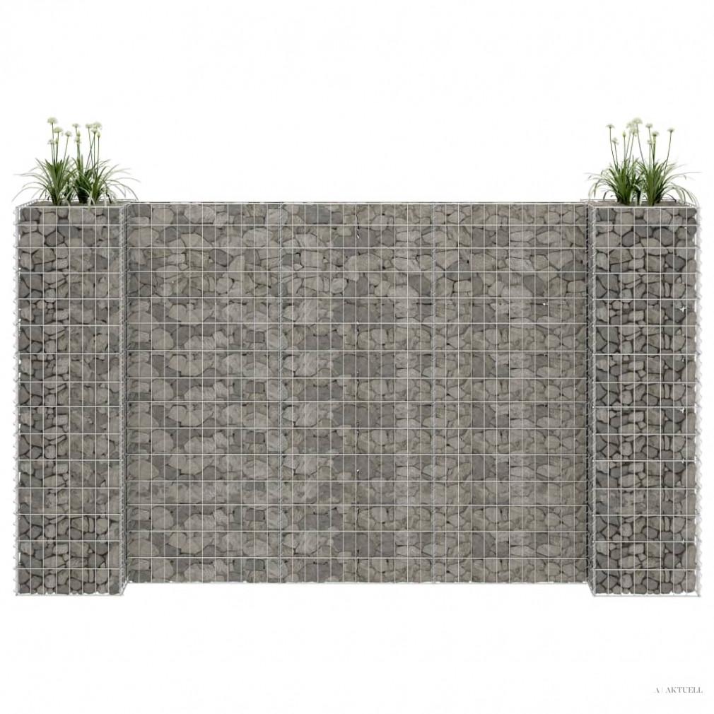 H alakú acéldrót virágtartó gabion 260 x 40 x 150 cm