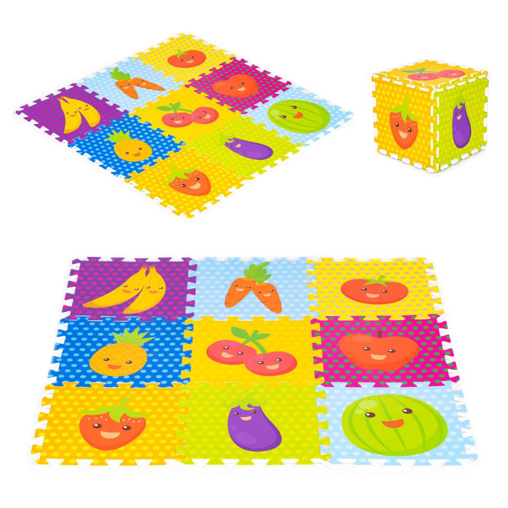 Habszivacs puzzle szőnyeg gyümölcsök kirakós 9 elem 86x86cm