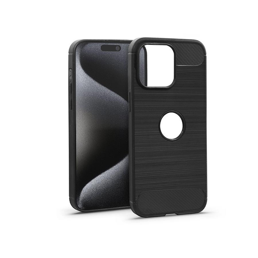 Haffner Carbon szilikon tok - Apple iPhone 15 Pro Max - fekete