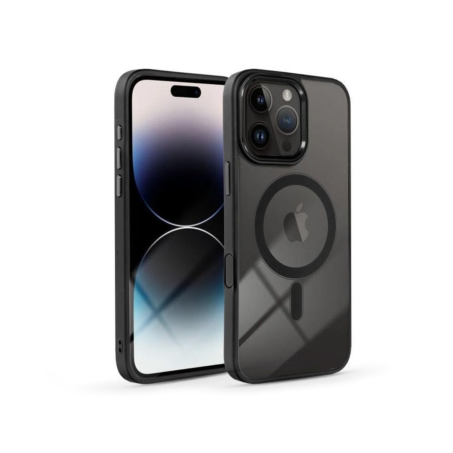 Haffner Edge Mag Cover szilikon tok - Apple iPhone 16 Pro - fekete/átlátszó