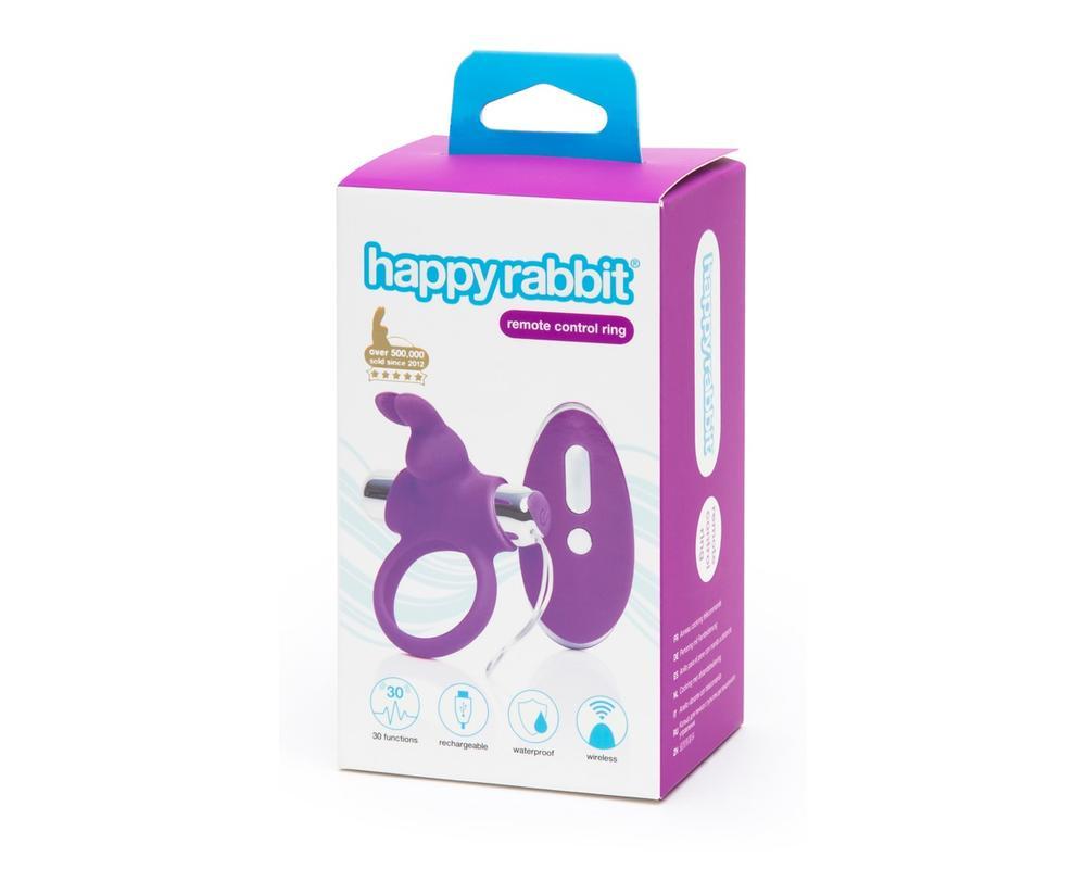 Happyrabbit - akkus, rádiós péniszgyűrű (lila-ezüst)