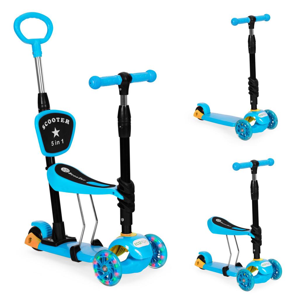 Háromkerekű roller Led kerekekkel 3 az 1-ben kék