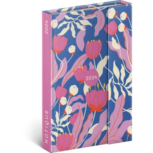 Határidőnapló mágnessel záródó, krémszínű lapokkal Tulips 110×160 mm, Realsystem 2024.