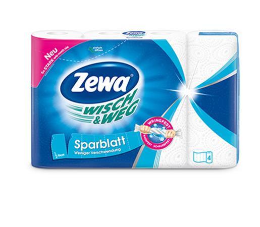 Háztartási papírtörlő, 2 rétegű, 4 tekercses, ZEWA "Wisch&amp;Weg sparblatt"