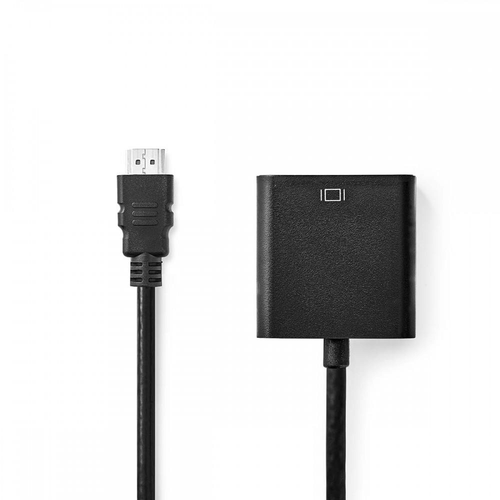 HDMI™ kábel | HDMI™ Csatlakozó | VGA Aljzat / 3.5 mm Aljzat | 1080p | Nikkelezett | 0.20 m | Egyenes | PVC | Fekete | Doboz