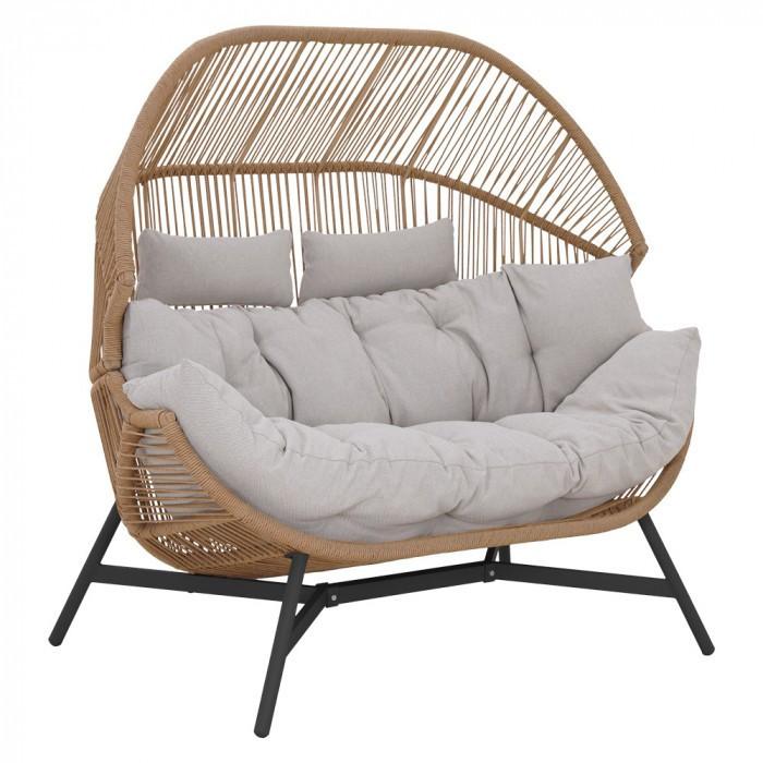 HOLAND rattan dupla kosárfotel bézs
