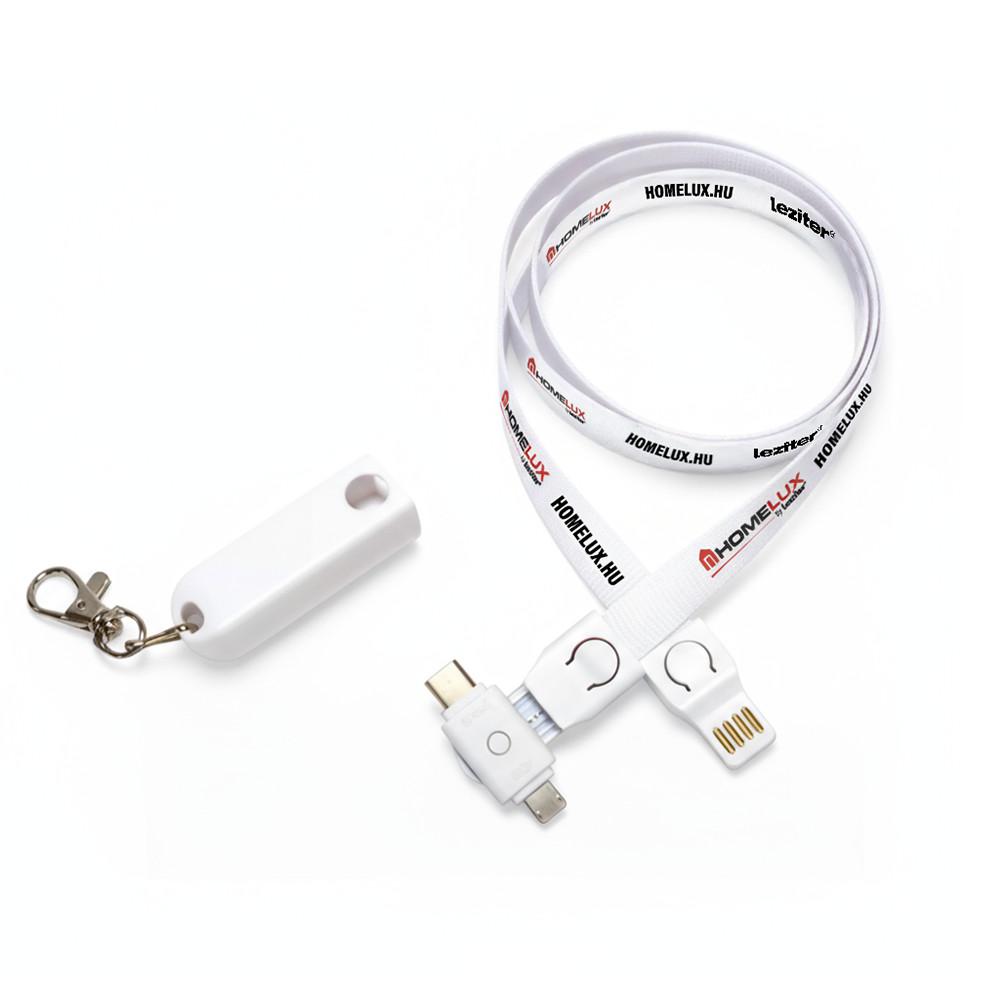 Homelux nyakpánt 3 az 1-ben USB töltőkábel 90 cm