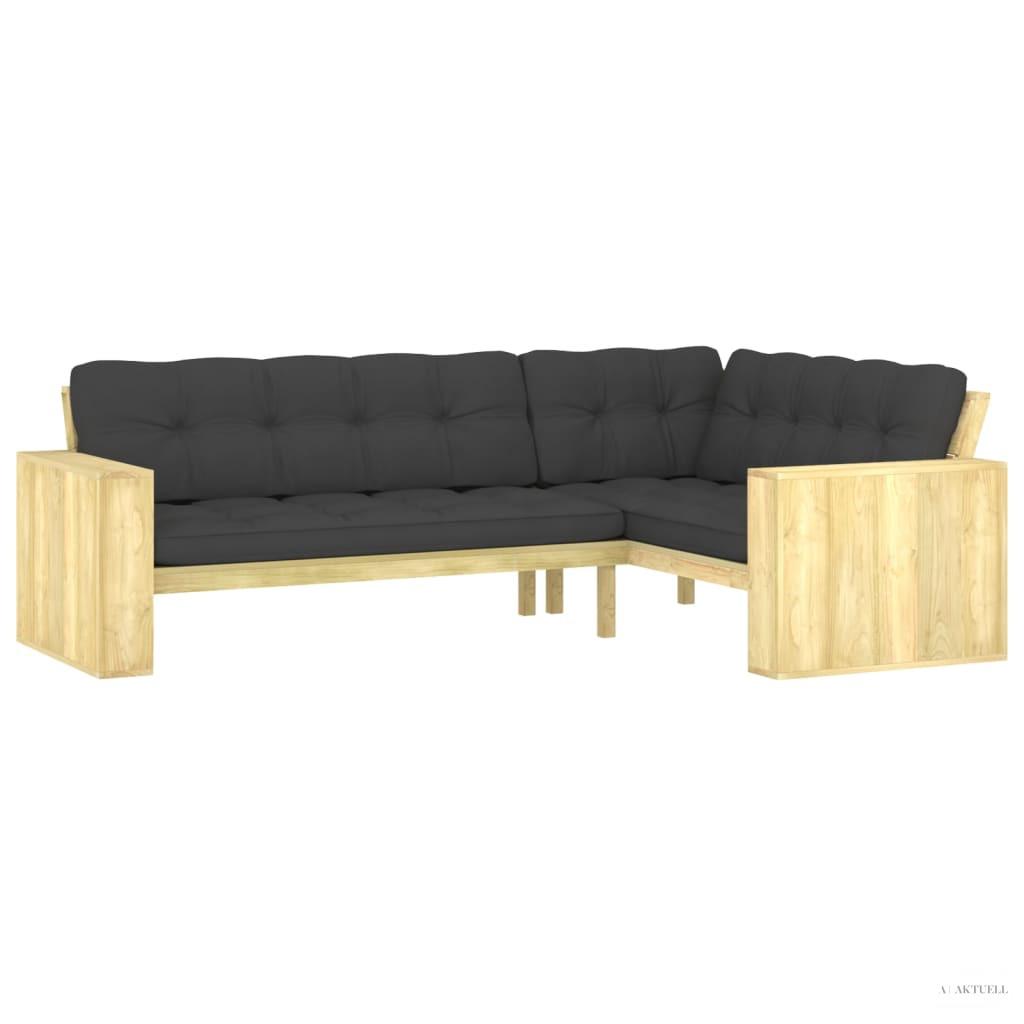 Impregnált fenyőfa kerti sarokpad párnákkal 239 cm
