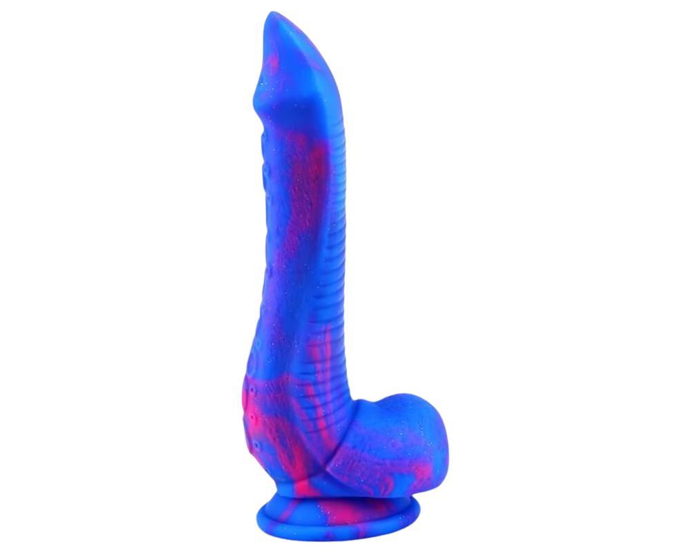 Inkipus - herés szilikon dildó - 18cm (kék-pink)