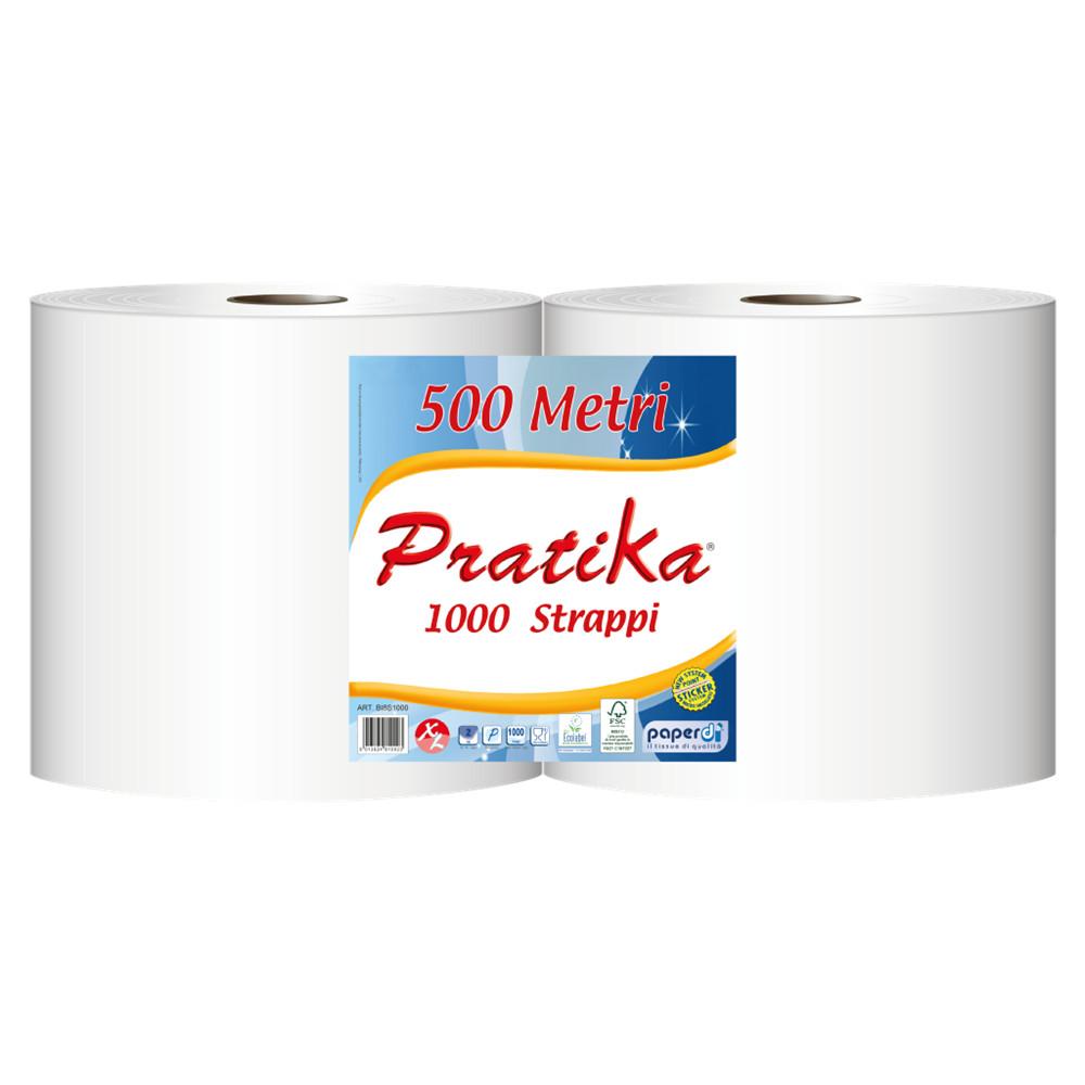 Ipari törlő 2 rétegű tekercses átmérő: 29 cm 1000 lap/tek 2 tekercs/karton Paperdi Pratika 1000_BI8S1000