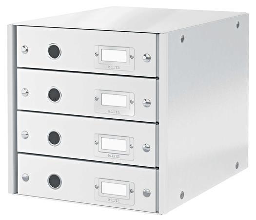 Irattároló, laminált karton, 4 fiókos, LEITZ "Click&amp;Store", fehér