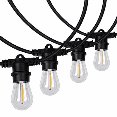 Kanlux E27 foglalatos fényfüzér, fekete, IP44, 15 méter, 15 db izzóhoz