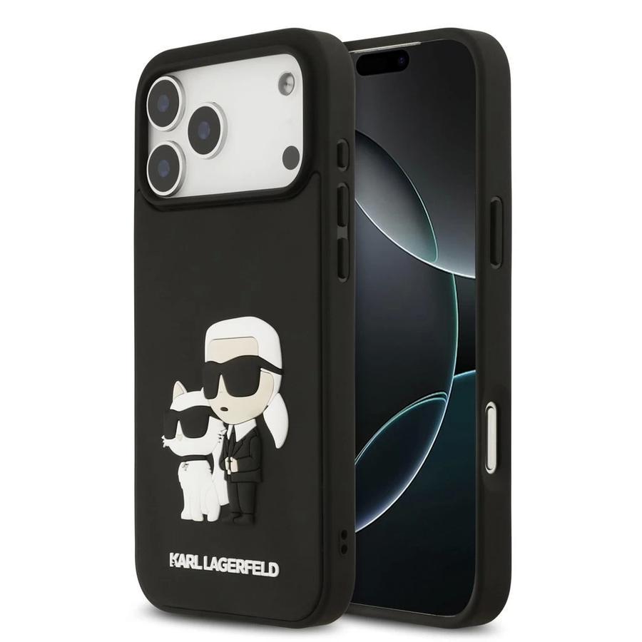 Karl Lagerfeld 3D Rubber Karl and Choupette tok iPhone 17 Pro Max készülékhez fekete