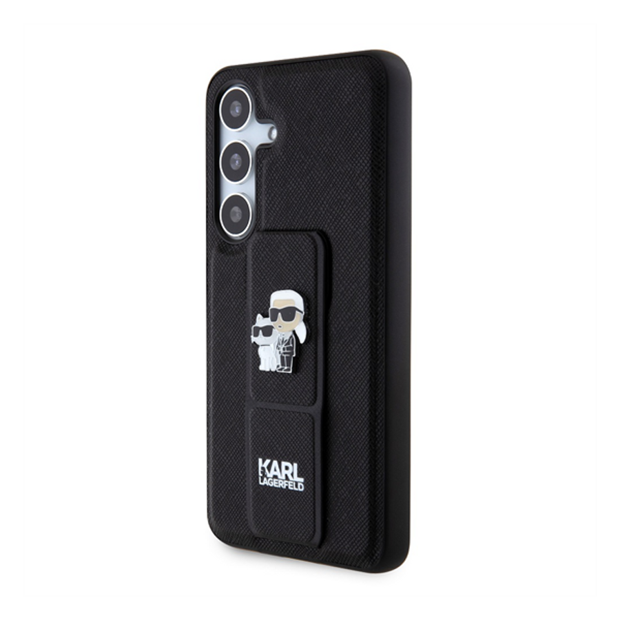 Karl Lagerfeld Gripstand Saffiano Karl&Choupette Pins Samsung Galaxy S24 tok, fekete