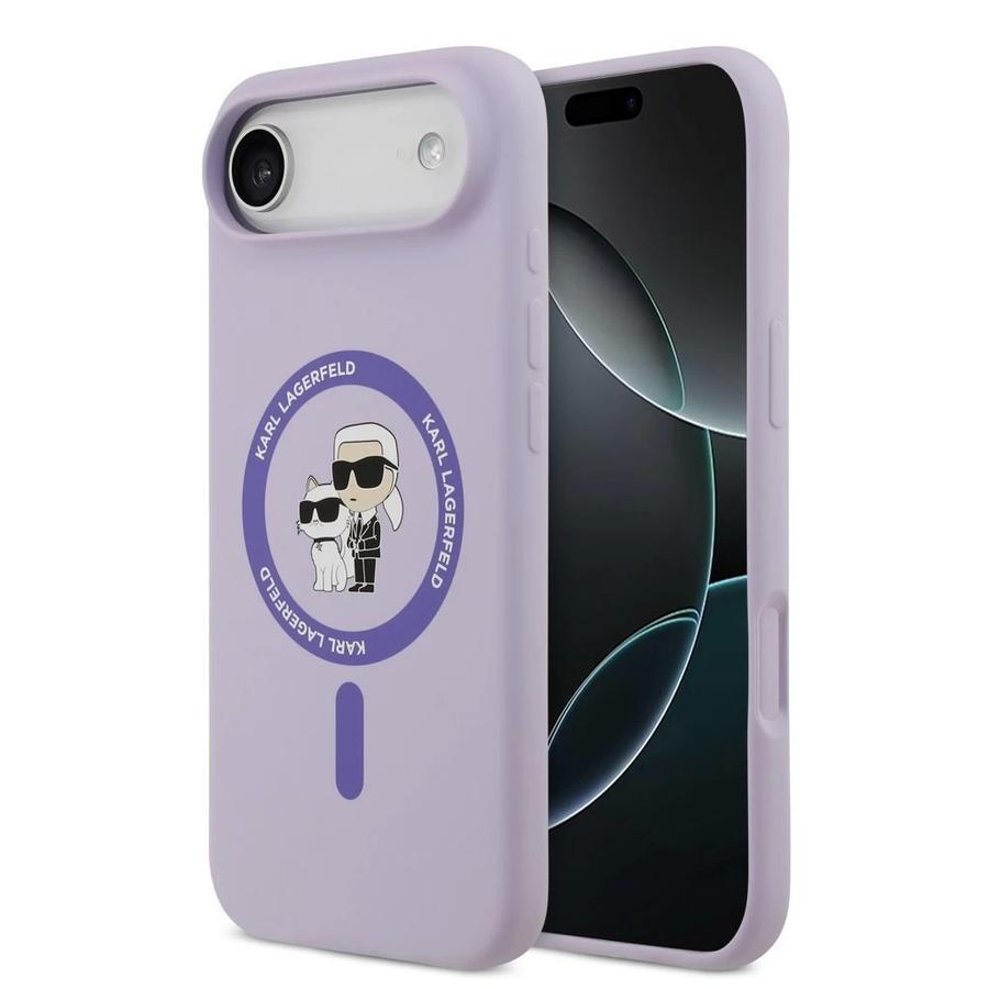 Karl Lagerfeld Liquid Silicone Karl and Choupette MagSafe tok iPhone 17 Air készülékhez lila