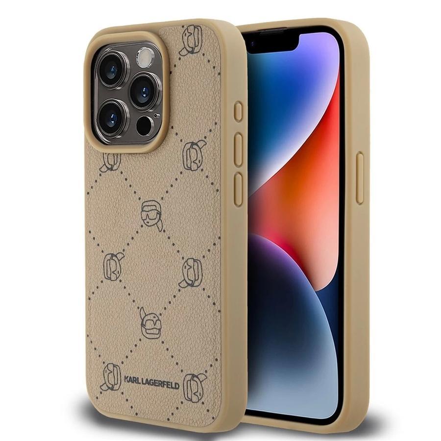 Karl Lagerfeld PU Karl Heads Pattern MagSafe tok iPhone 15 Pro készülékhez bézs