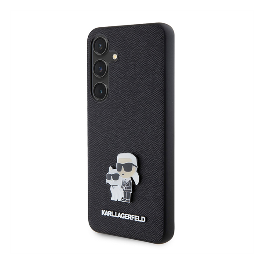 Karl Lagerfeld Saffiano Karl & Choupette Metal Pin Samsung Galaxy S24 tok, fekete