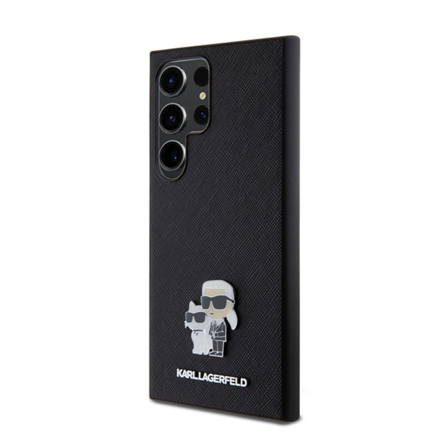 Karl Lagerfeld Saffiano Karl & Choupette Metal Pin Samsung Galaxy S24 Ultra tok, fekete