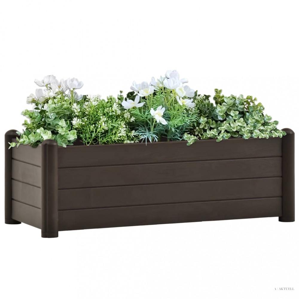 Kávészínű kerti PP magaságyás 100 x 43 x 35 cm