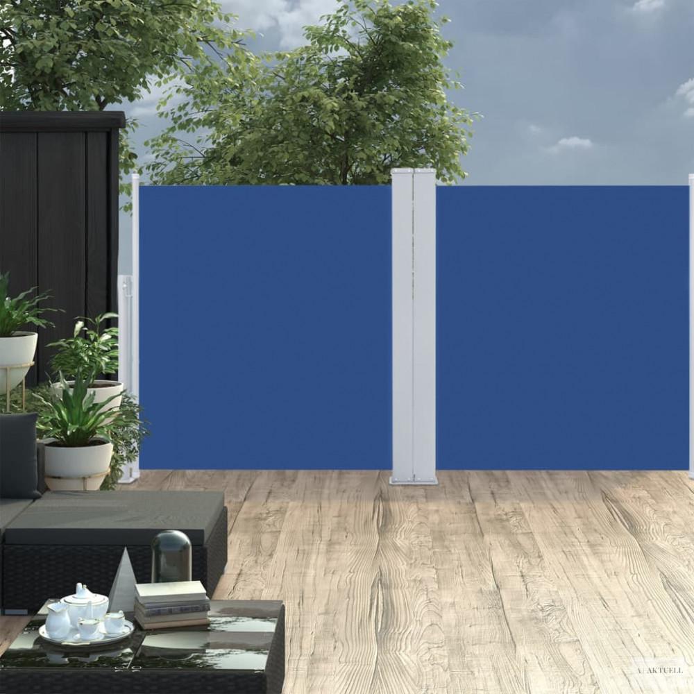 Kék behúzható oldalsó napellenző 117 x 600 cm