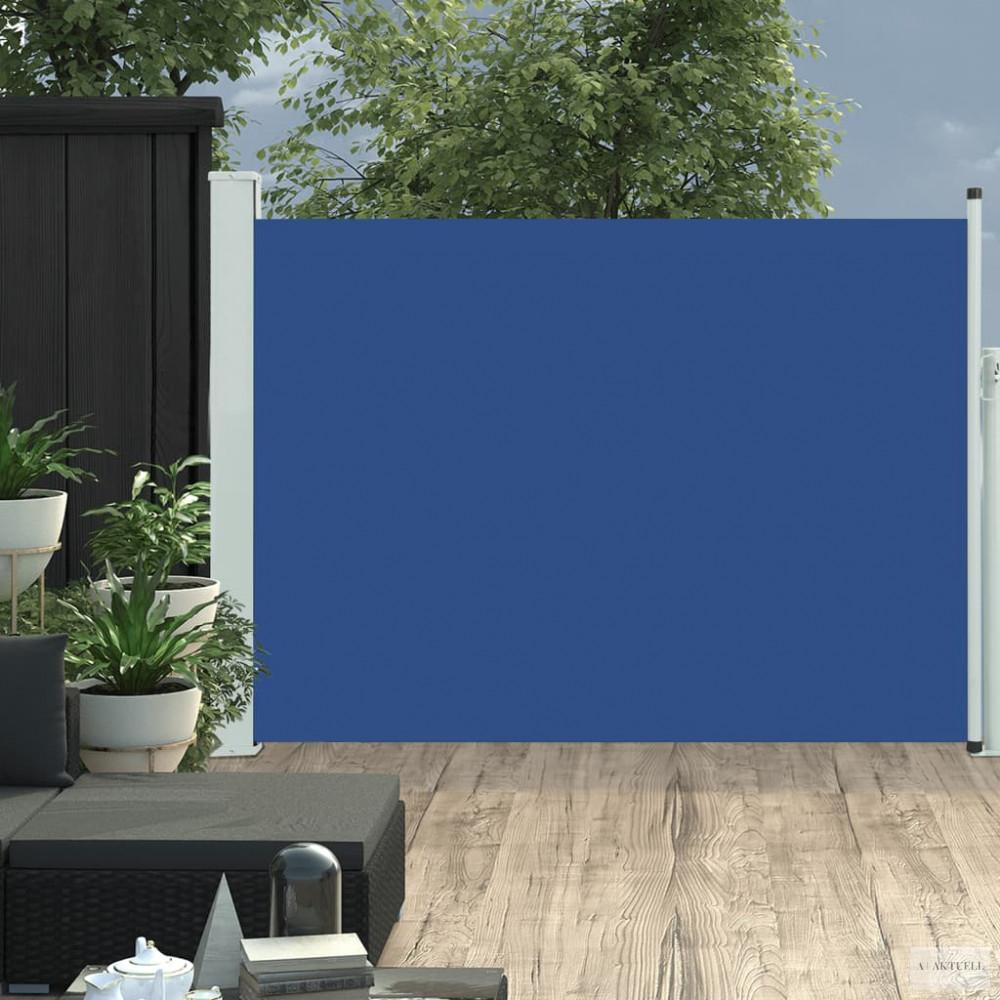 Kék behúzható oldalsó terasznapellenző 117 x 600 cm