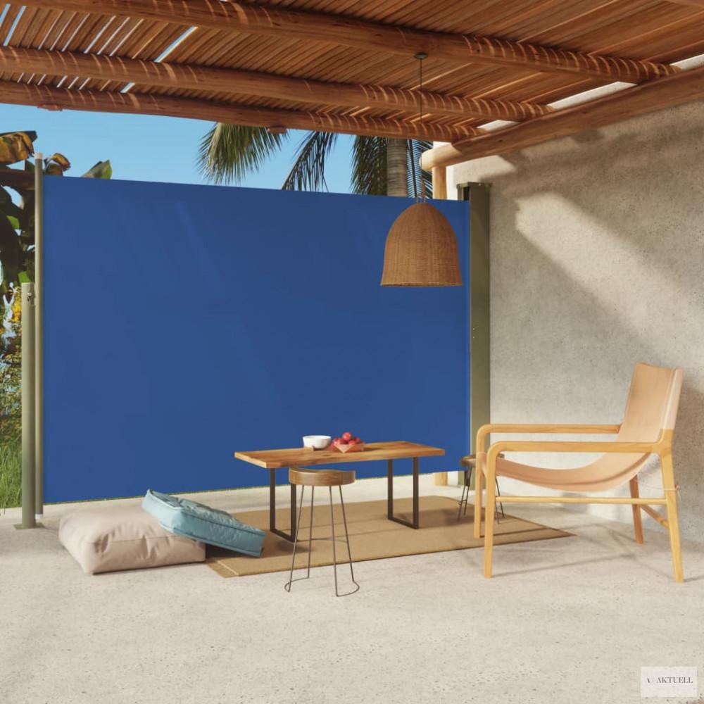 Kék behúzható oldalsó terasznapellenző 200 x 300 cm