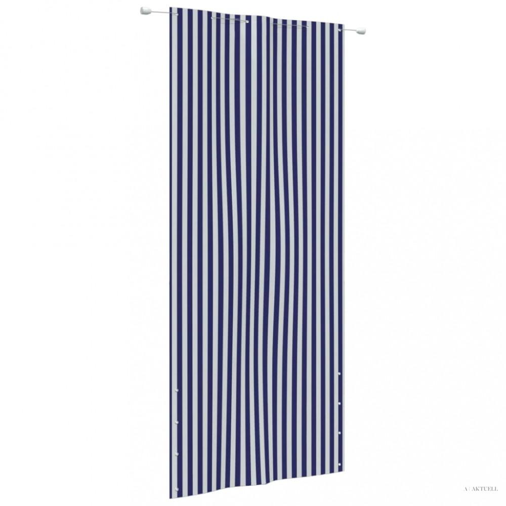 Kék és fehér oxford-szövet erkélyparaván 120 x 240 cm